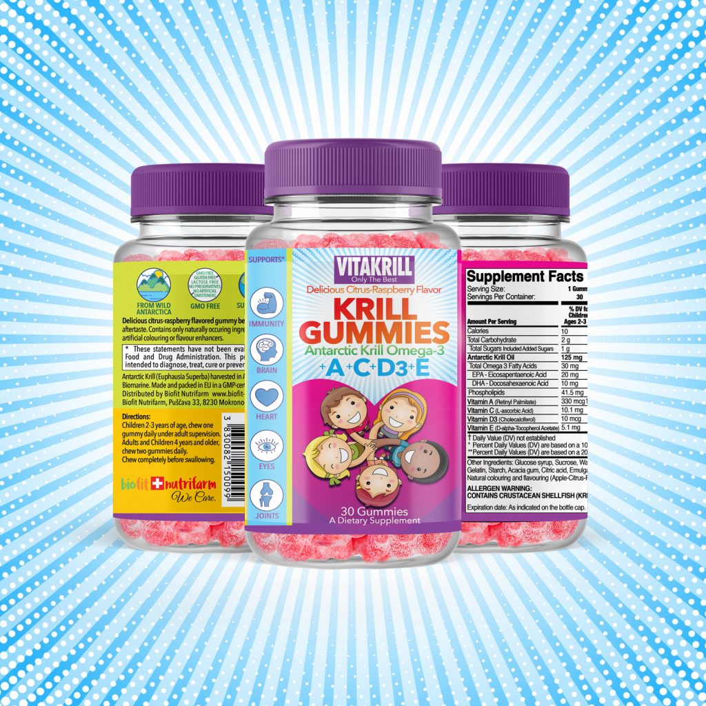Vitakrill Krill Oil Omega-3 Multivitamin Gummies with Vitami D3, A, C & E 